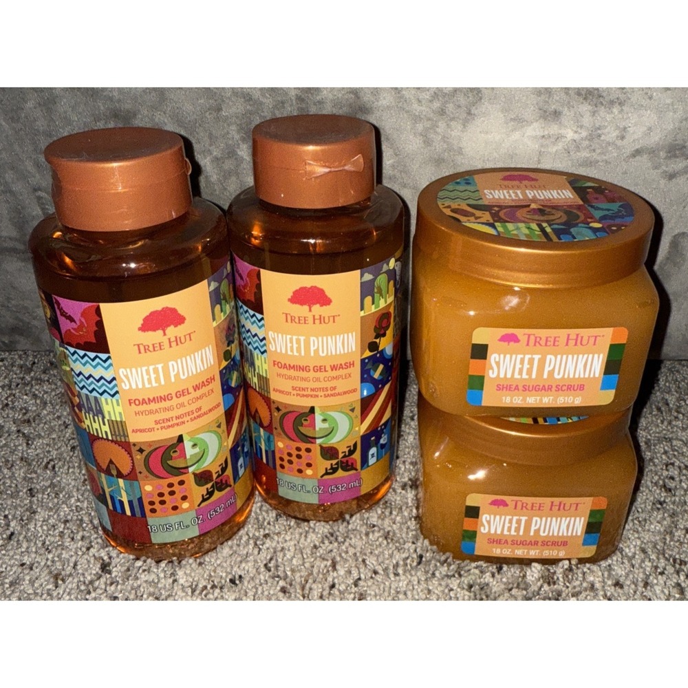2 Tree Hut Sweet Punkin Foaming Gel Wash & Shea Sugar Body Scrub Sets